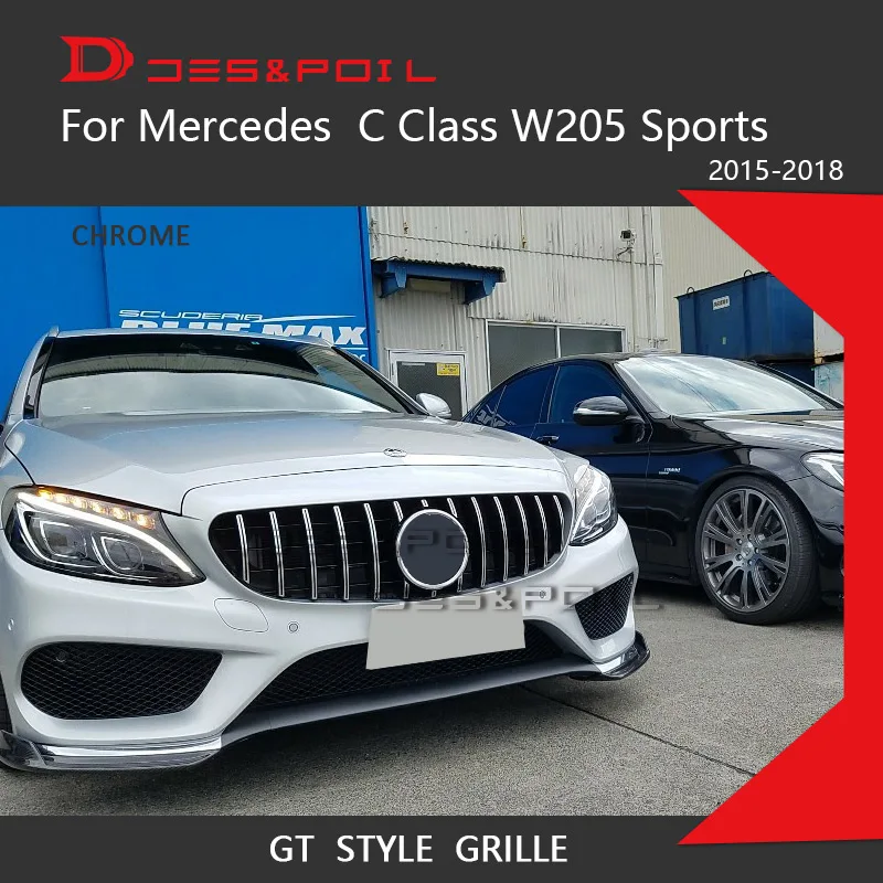 Для Mercedes C Class W205 Sports GT решетка вертикальный передний бампер гоночный гриль- Купе Седан 2 двери 4 двери C180 C200 C250