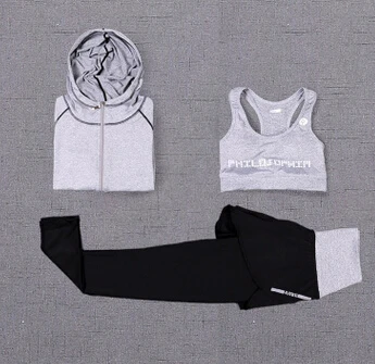 3 piece set c Брюки с высокой талией+ пальто с капюшоном+ футболка+ бюстгальтер+ шорты для женщин, для йоги, комплект из 5 предметов, для бега на открытом воздухе, быстросохнущая одежда для фитнеса, тренажерного зала, спортивный комплект - Color: 3 piece set c