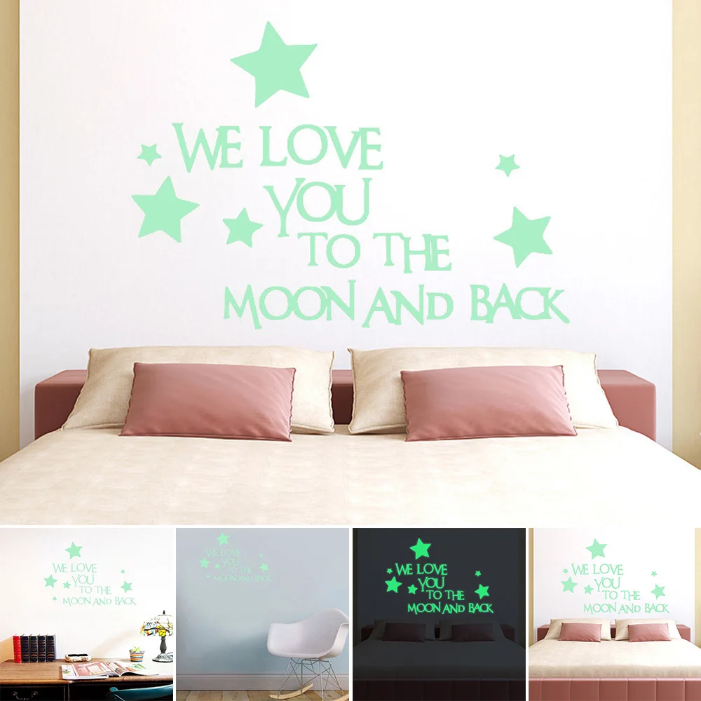 Мы любим вас на Луну и заднюю звезду светится в темноте светящиеся настенные