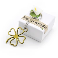 original new lucky clover key chains for women trinket vintage gold four leaves keyrings men jewelry wedding souvenirs gift