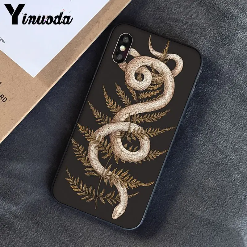 Чехол Yinuoda с животными змея и папоротника Красочный милый чехол для телефона iphone