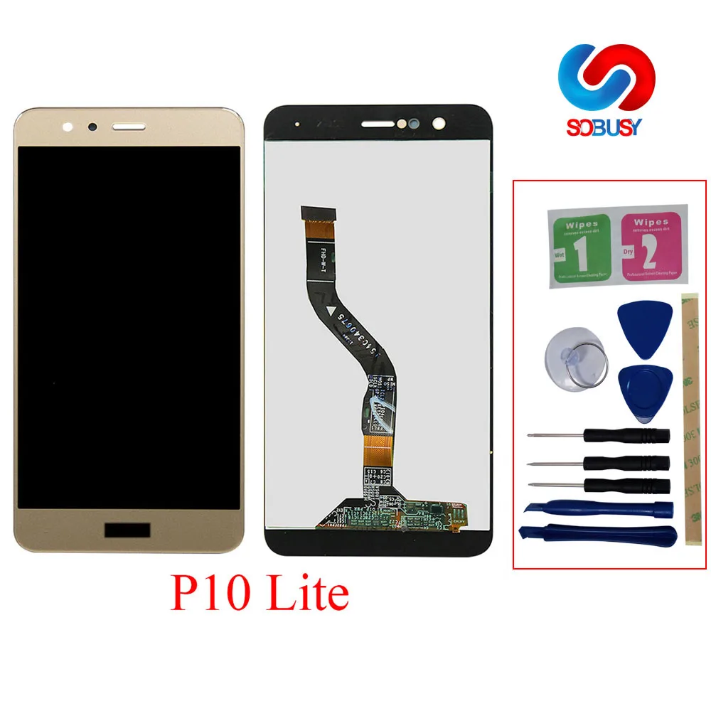 ЖК-дисплей Tela для Huawei P10 Lite P10Lite WAS-LX2 WAS-LX1A WAS-L03T кодирующий преобразователь