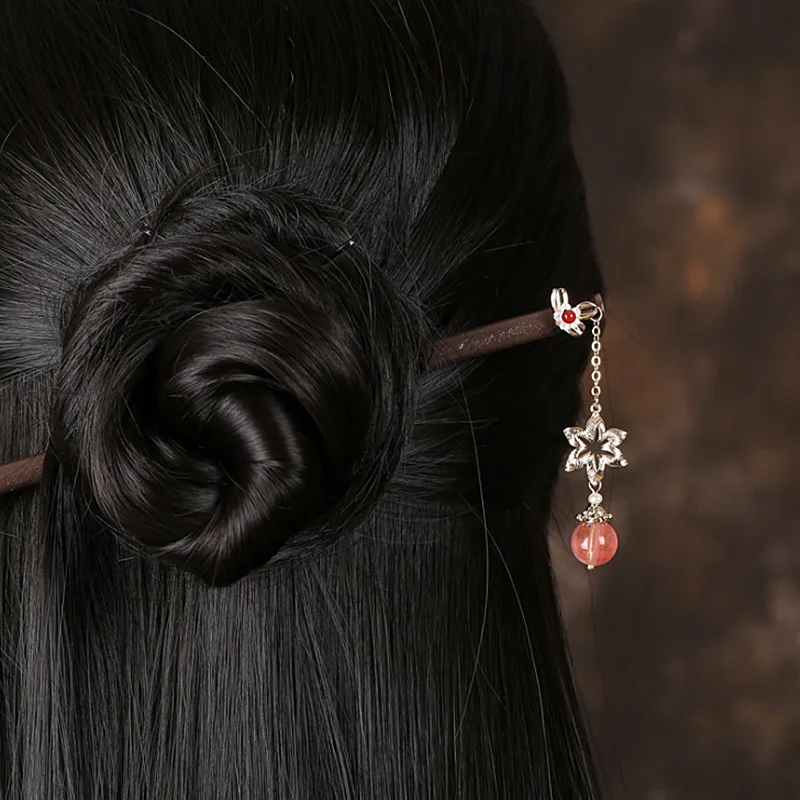 Yanting Этническая деревянная заколка для волос Винтажные Украшения с Порошковым