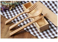 portable hygiene creative tableware chopsticks spoon fork wooden chopsticks box set environmentally friendly wooden tableware