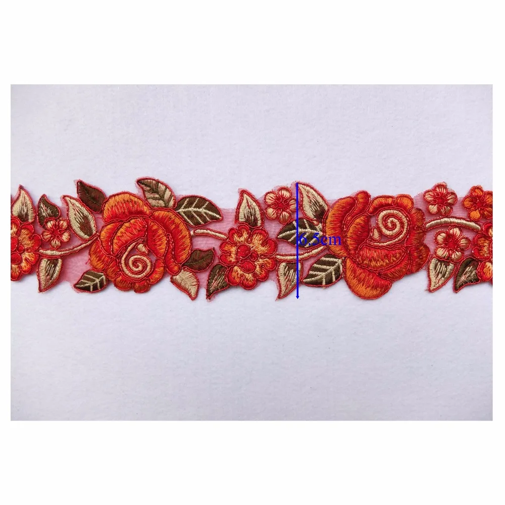 Новейшие Оранжевые Цветочные Вышивки Шнуры Кружевные Ленты Отделки Танцевальных Костюмов Декор Сшить Своими Руками Ремесла 1 ЯРД TRELC5F на.