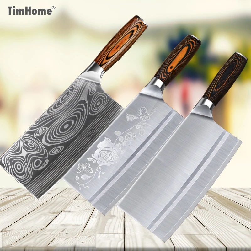 Timhome нож для мяса из нержавеющей стали 8 дюймов китайский нож Мясник нож измельчитель овощерезка кухонный нож шеф-повара
