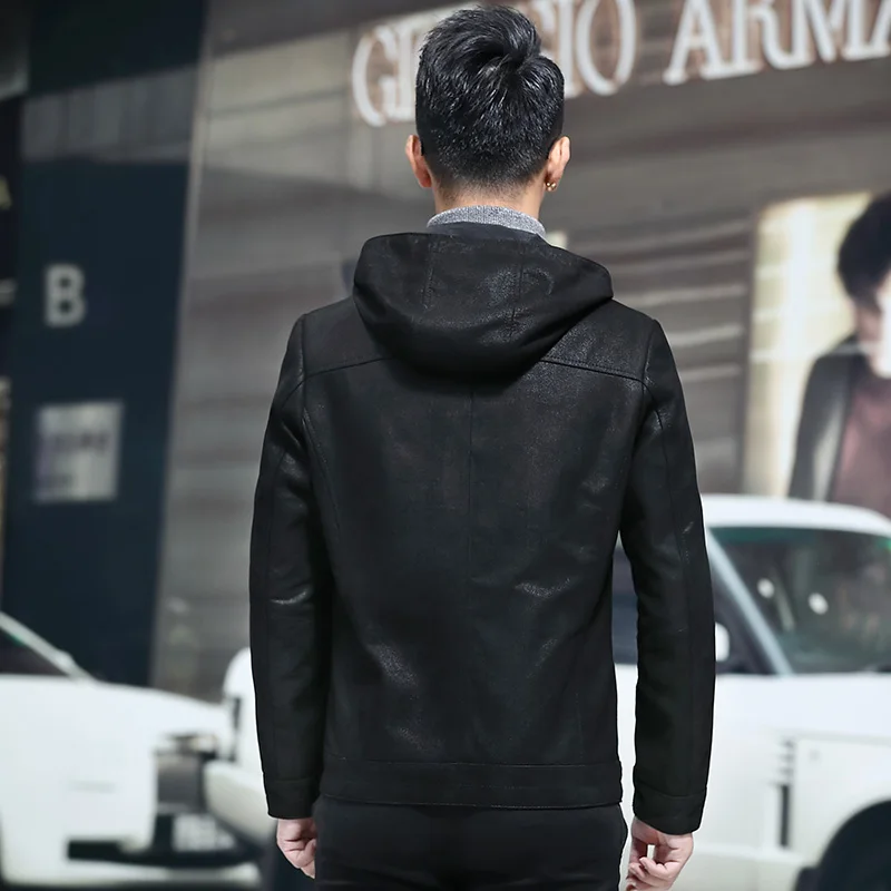 2018 Новый кожаный мужская Кожаная Мотоциклетная кожаная куртка Двусторонняя