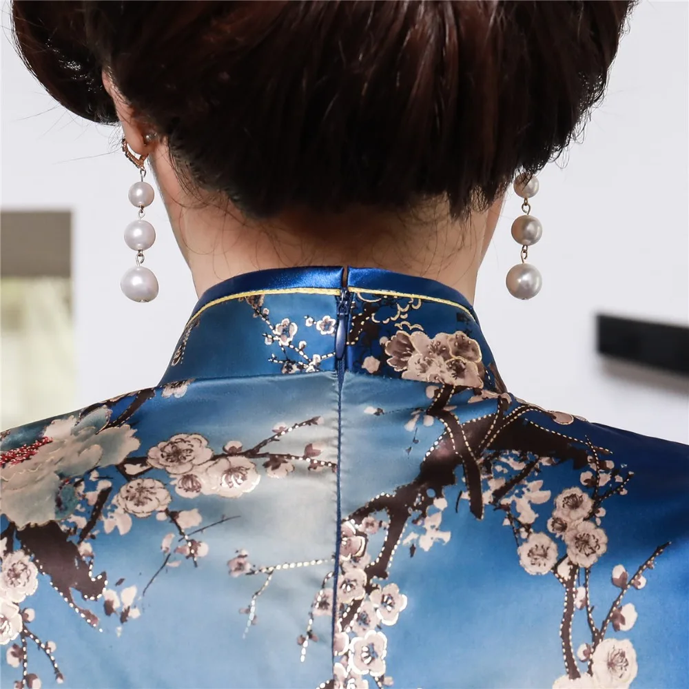 Шанхай история цветочный Cheongsam рубашка Qipao топ с коротким рукавом Китайский традиционный топ из искусственного шелка китайская блузка для женщин