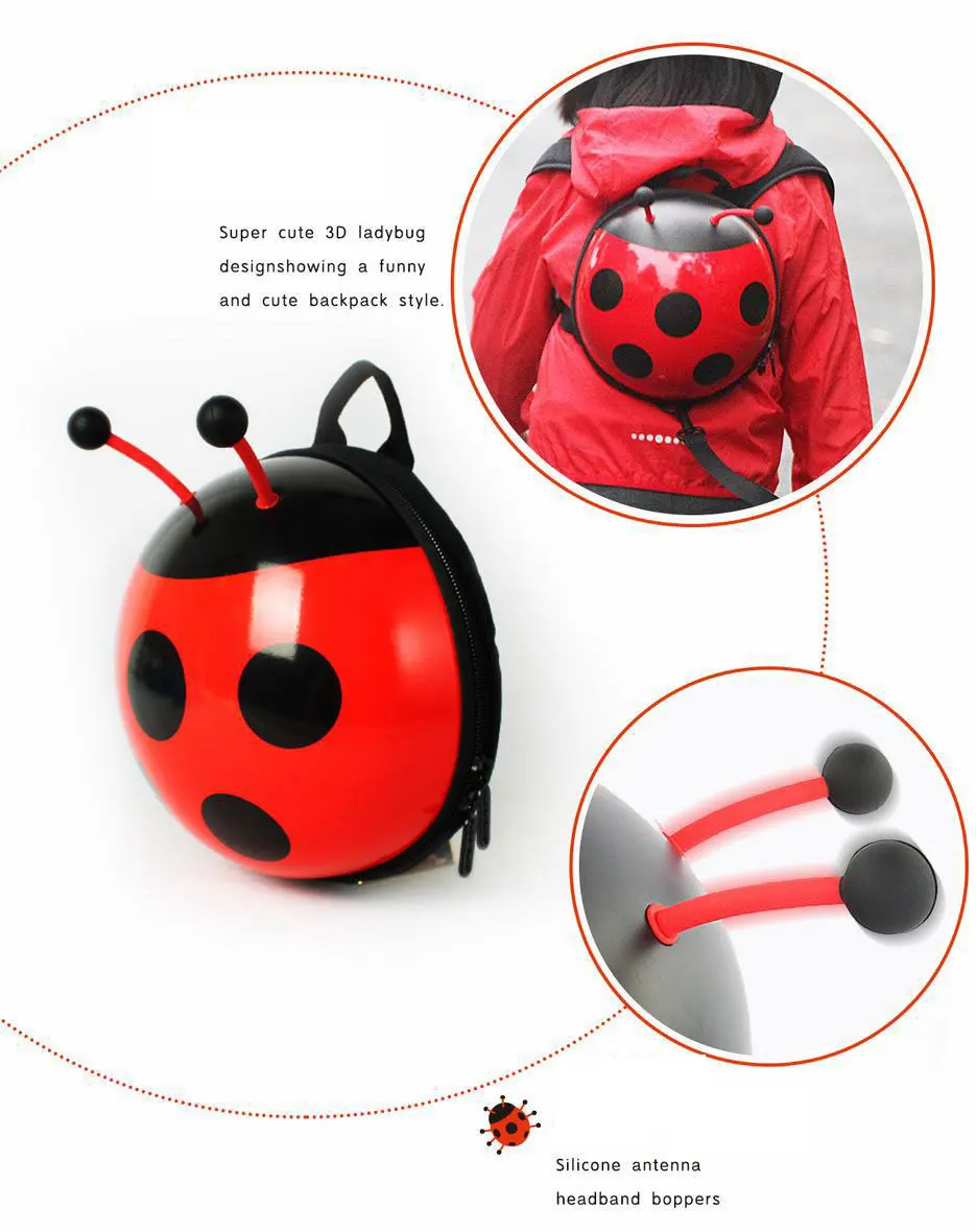 Kids Backpacks Mini Ladybug 3D Cartoon Printed School Bag Boy Girl Bag Kids Baby Bags for Kindergarten Cool Children Present