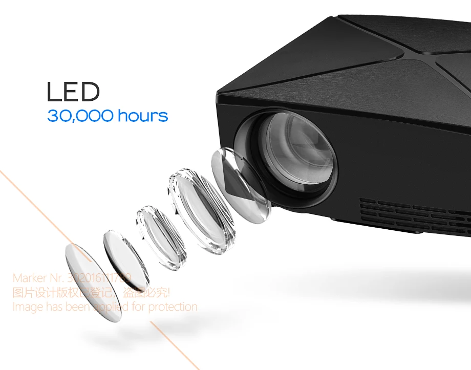 AUN Proyector C80 UP, разрешение 1280x720, 2200 люмен с Android wifi HD мультимедийный проектор для домашнего кинотеатра, дополнительный мини-проектор C80