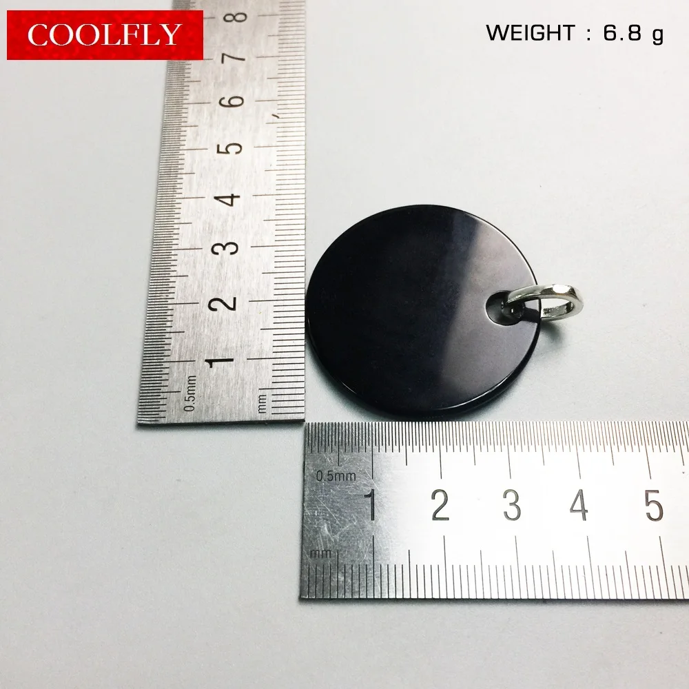 Черный оникс орнамент диск подвески для Для женщин и MenTrendy Glam 925 пробы серебро Модные украшения Fit ожерелья подарок Bijoux