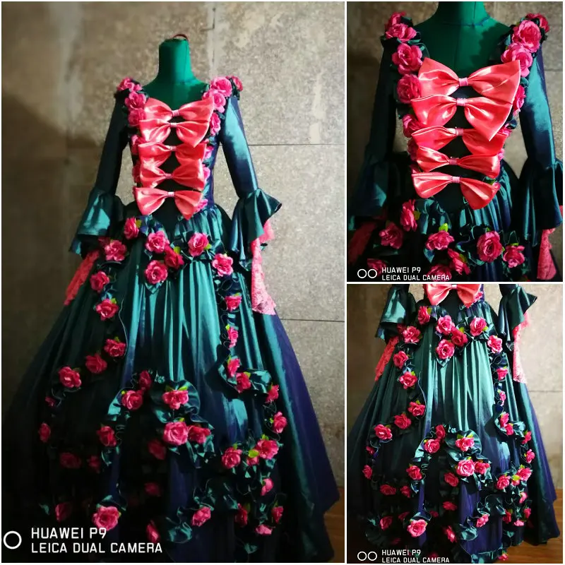 Винтажный костюм Luxs синего цвета платье в стиле ренессанс стимпанк для Хэллоуина