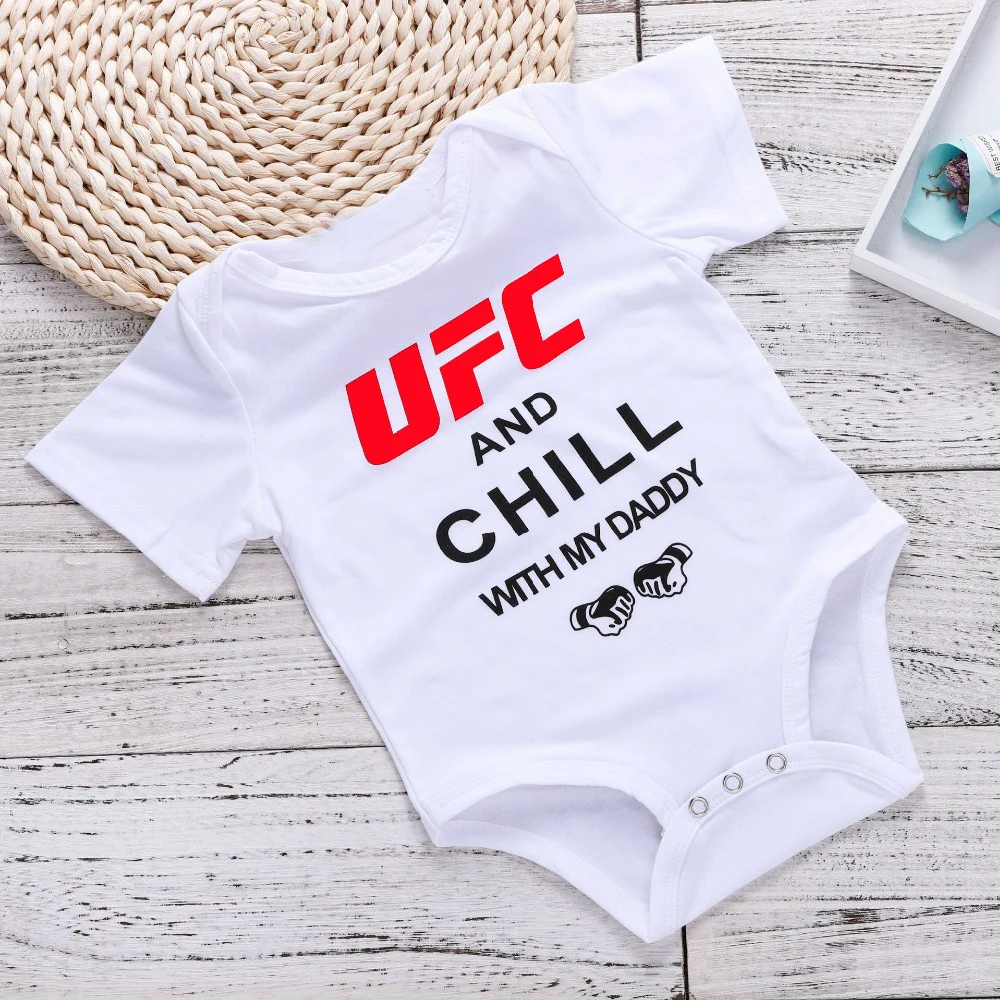 Боди для новорожденных UFC Chill с надписью «Мой папа», боди для малышей, забавный комбинезон с короткими рукавами, летняя одежда для маленьких мальчиков и девочек