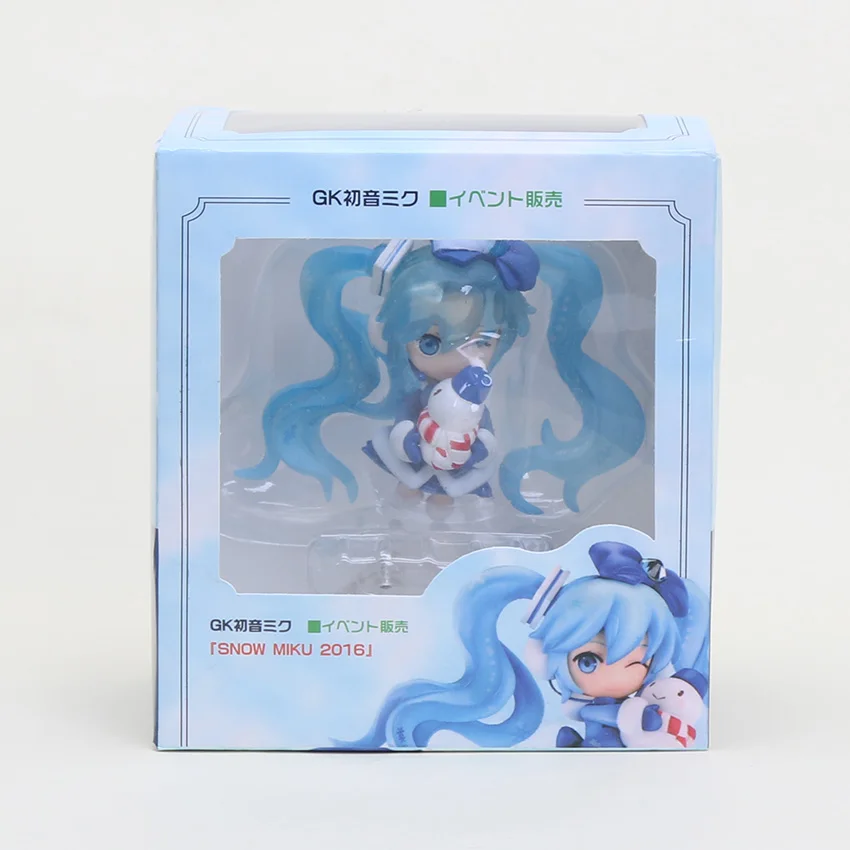 with snowman in box Q Volcaloid Хацунэ Мику ледяной Снег Мику Сакура Мику cos Медведь ПВХ фигурка Коллекция Модель игрушки Рождественский подарок 6 см - Цвет: with snowman in box