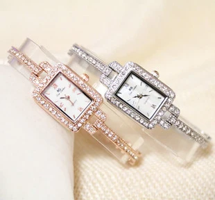 Поступление Известный бренд Bling прямоугольник Часы Для женщин Роскошные Австрийские кристаллы часы из