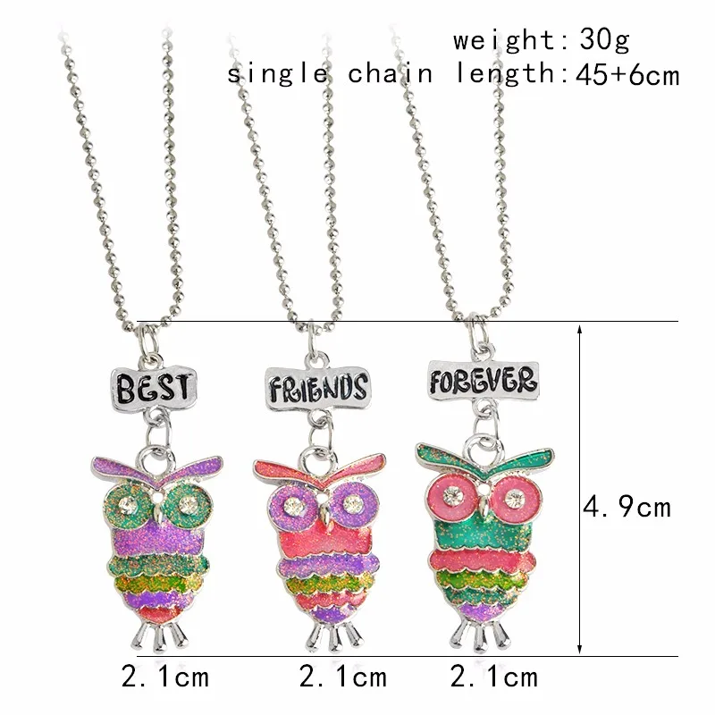 Ожерелье из эпоксидной смолы модный набор 3 лучших друзей навсегда разноцветное