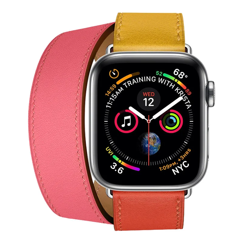 Replace Double Circle Leather Strap For Iwatch 38 40 42 44mm Breathable Watchband Apple Watch Band Series4 2 3 1 Accessories | Наручные