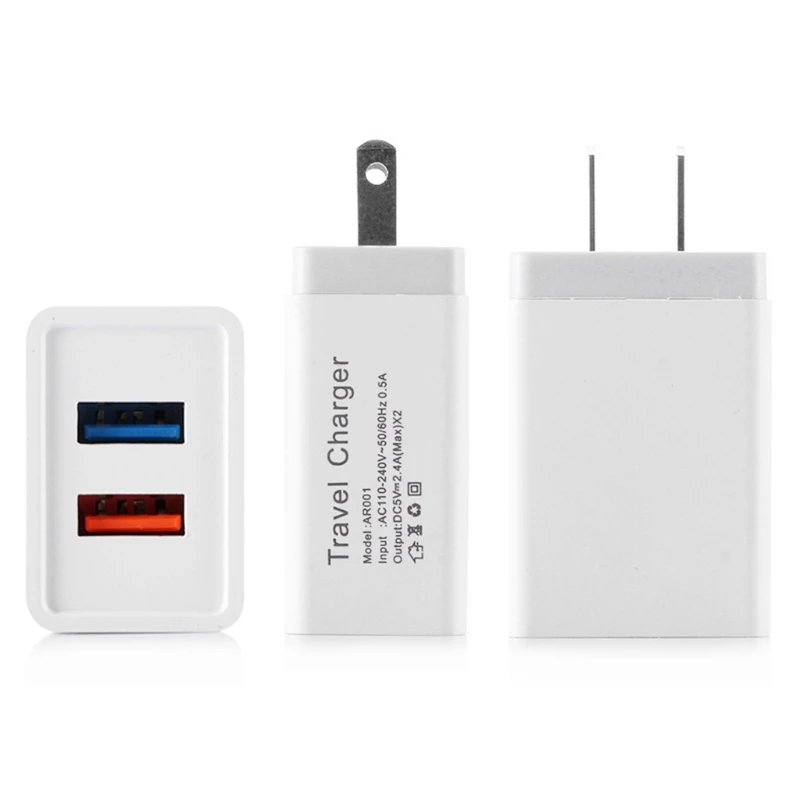 Двойное зарядное устройство USB 5 в 2 4 А адаптер питания с вилкой Стандарта США для