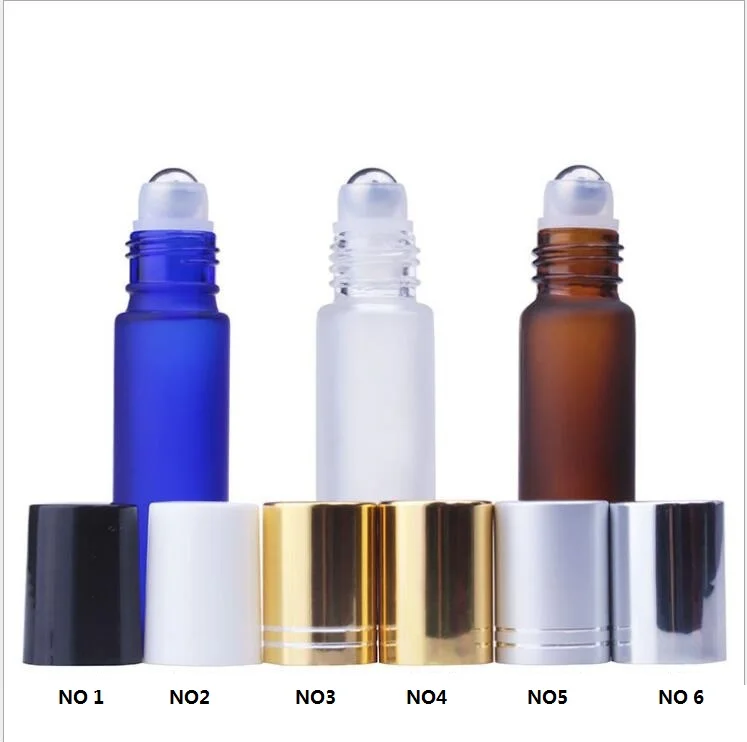 10ml frosted glass bottle steel/glass roll ball silver/gold/black/white lid eye cream/perfume/essentialoil deodorant skin care | Красота и