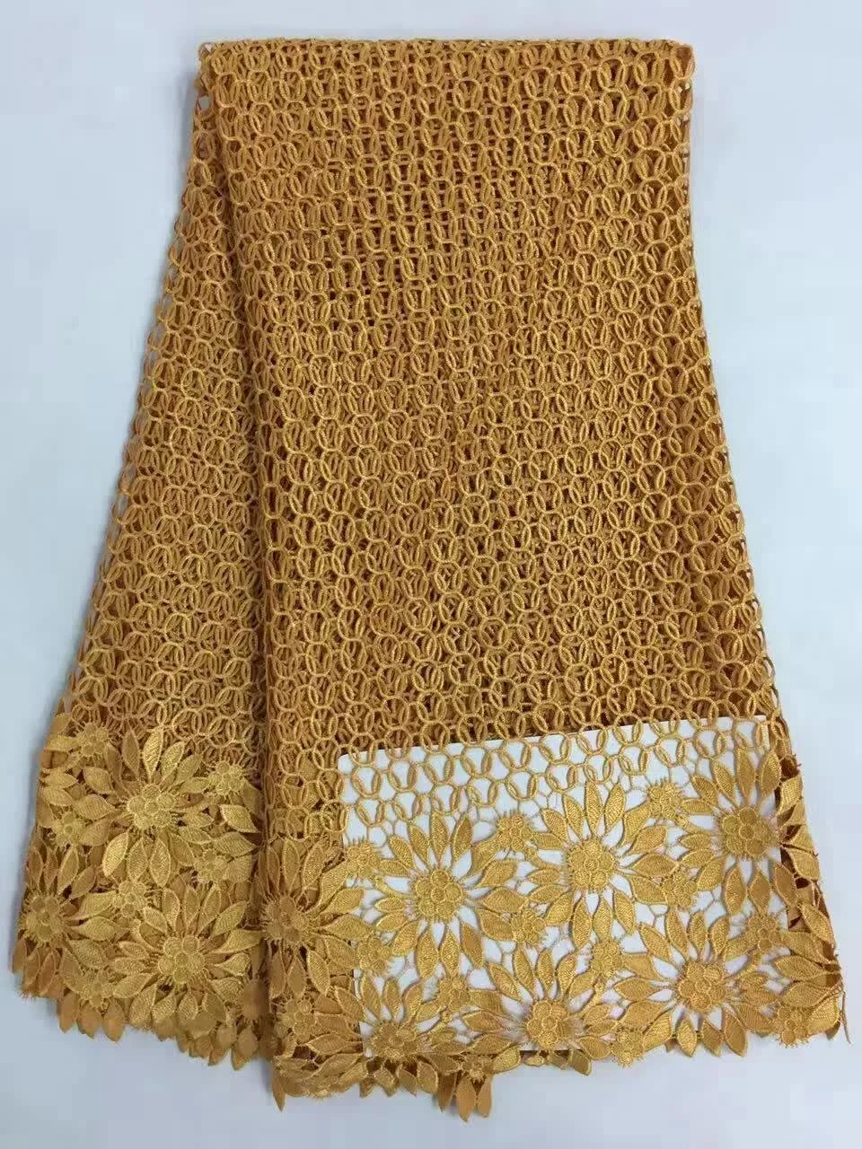 

Hot African polyester nigerian guipure cord lace,high quality water soluble lace Fabric for Wedding dresses 5y/lot