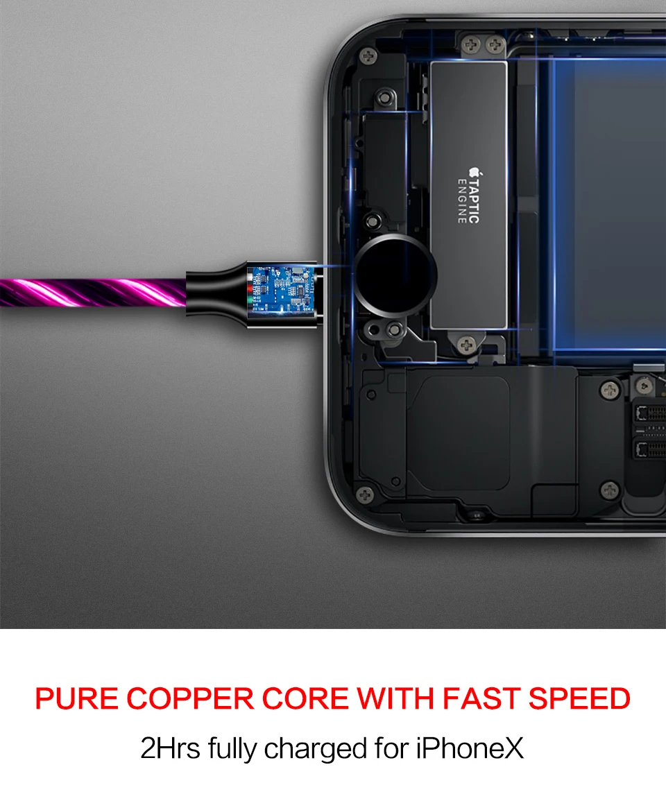 Power4 Прохладный светящийся USB C Микро зарядный кабель три разъема доступны для Lightning/Apple Android type-C зарядки мобильного телефона