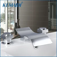KEMAIDI Washbasin Faucet 3 pieces Set Basin Mixer Full Brass Fashion Bathroom Faucet Hot And Cold Water Tap Deck Mounted
