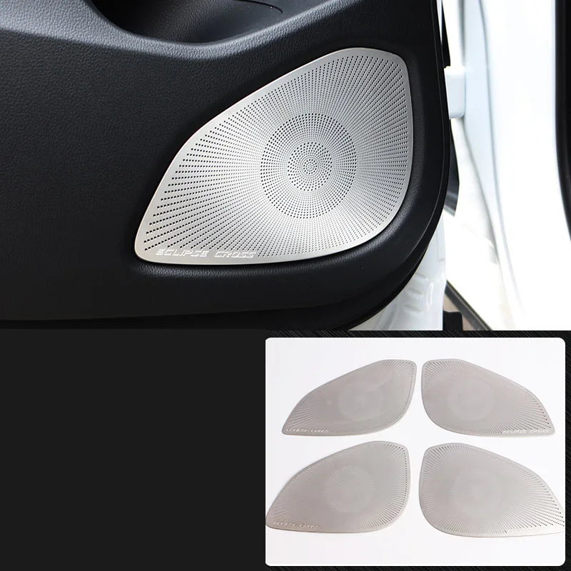 silver 4pcs Автомобильный Стайлинг динамик украшение звуковая паста украшение блесток сеть громкоговорителей чехол для Mitsubishi ECLIPSE CROSS - Цвет: silver 4pcs