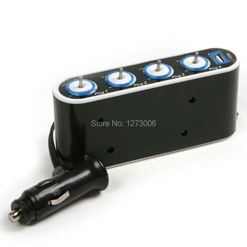 4 пути с USB Порты и разъёмы автомобиля Авто-прикуриватели сплиттер Зарядное