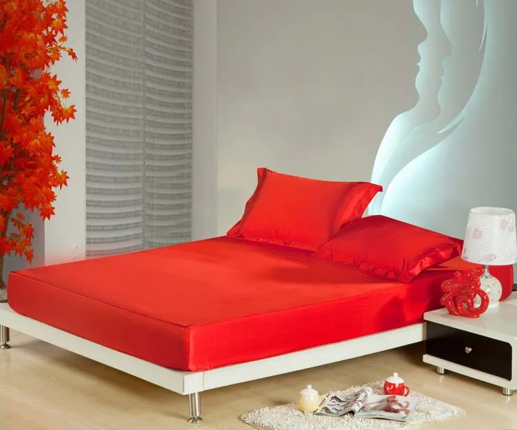 Шелковая однотонная натяжная простыня чехол для подушки наматрасник защитный