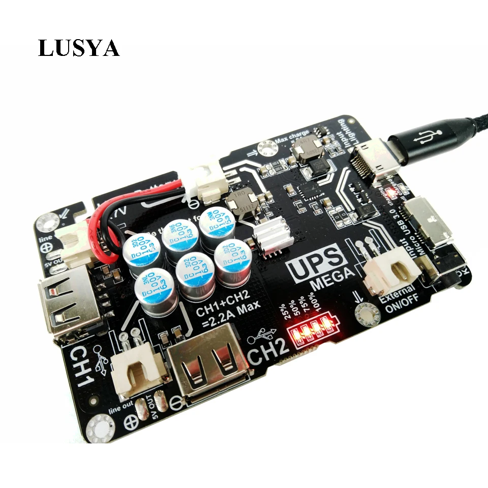 Lusya Raspberry Pi Мобильная мощность для Raspberry Pi 3B+/3B/2B Плата Поддержка iPhone USB3.0 Android A6-001