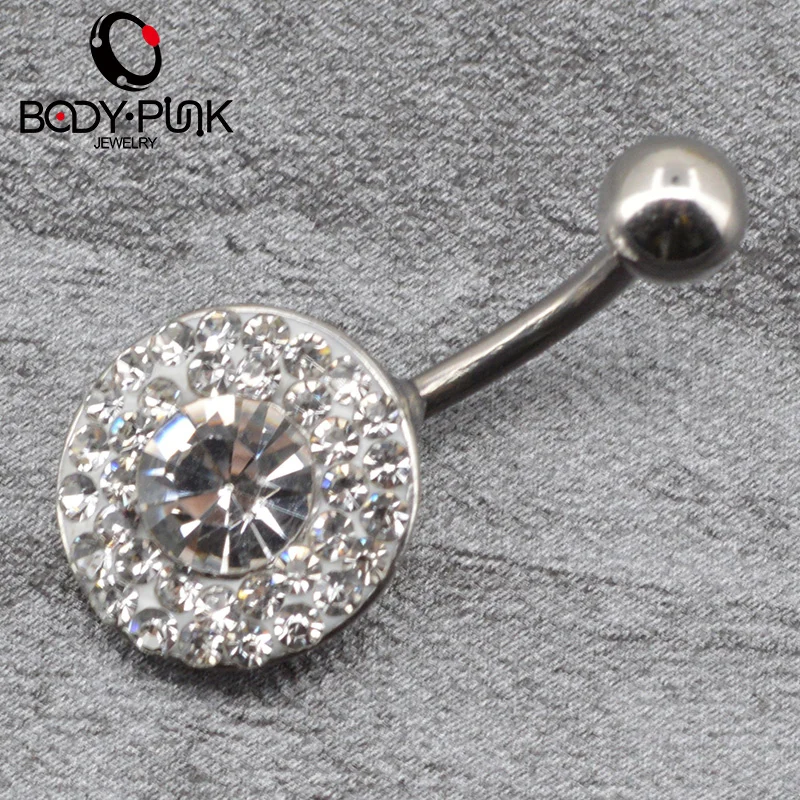 Сияющие бусины в стиле панк для пирсинга пупка полностью прозрачное покрытие