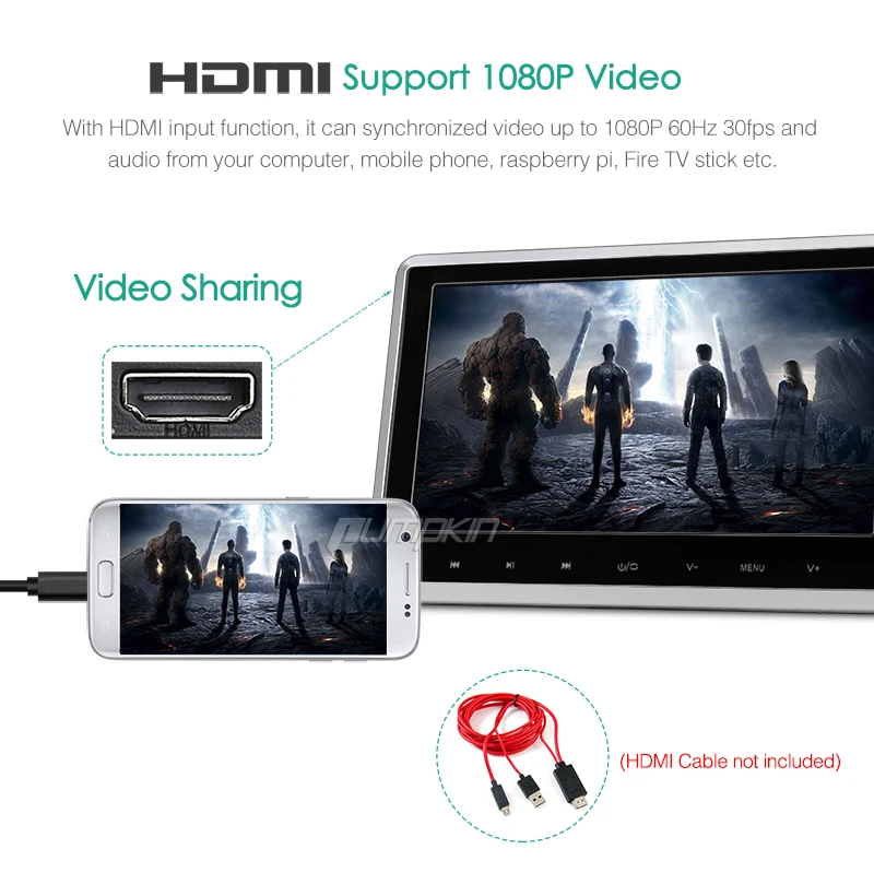 Тыква 10 дюймов dvd-плеер автомобиля подголовник HD цифровой TFT Экран Мониторы с HDMI