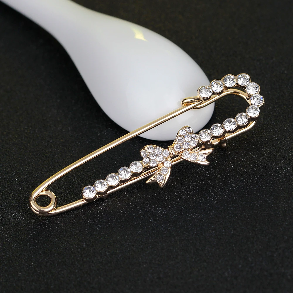 Классический белый кристалл лук мусульманский шарф хиджаб Шпильки Модные