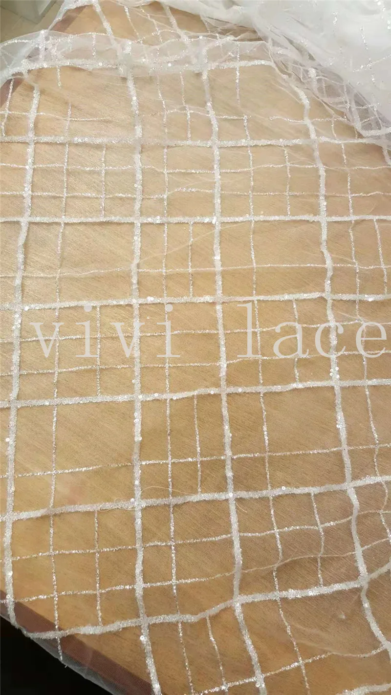 5yards A125 # crystal white grid sexy pattern tulle mesh hand print lace fabric for sawing wedding bridal /evening dress | Дом и сад