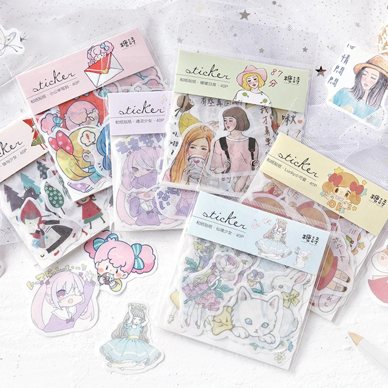 40 шт./лот Kawaii серия для девочек дневник наклейки милые детские игрушки
