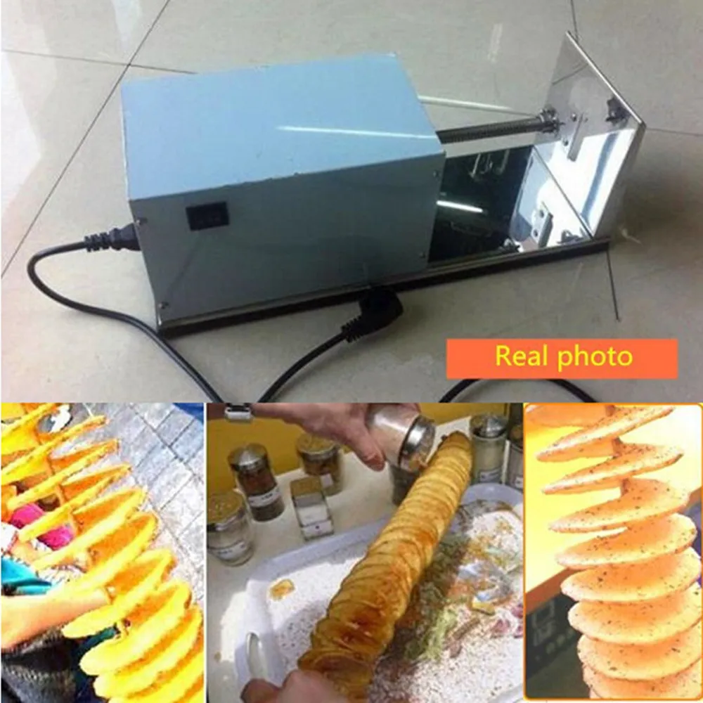 売る 電気ステンレス鋼ポテトスパイラル切断機ツイストポテトカッターポテトスパイラルスライサーポテトマシン