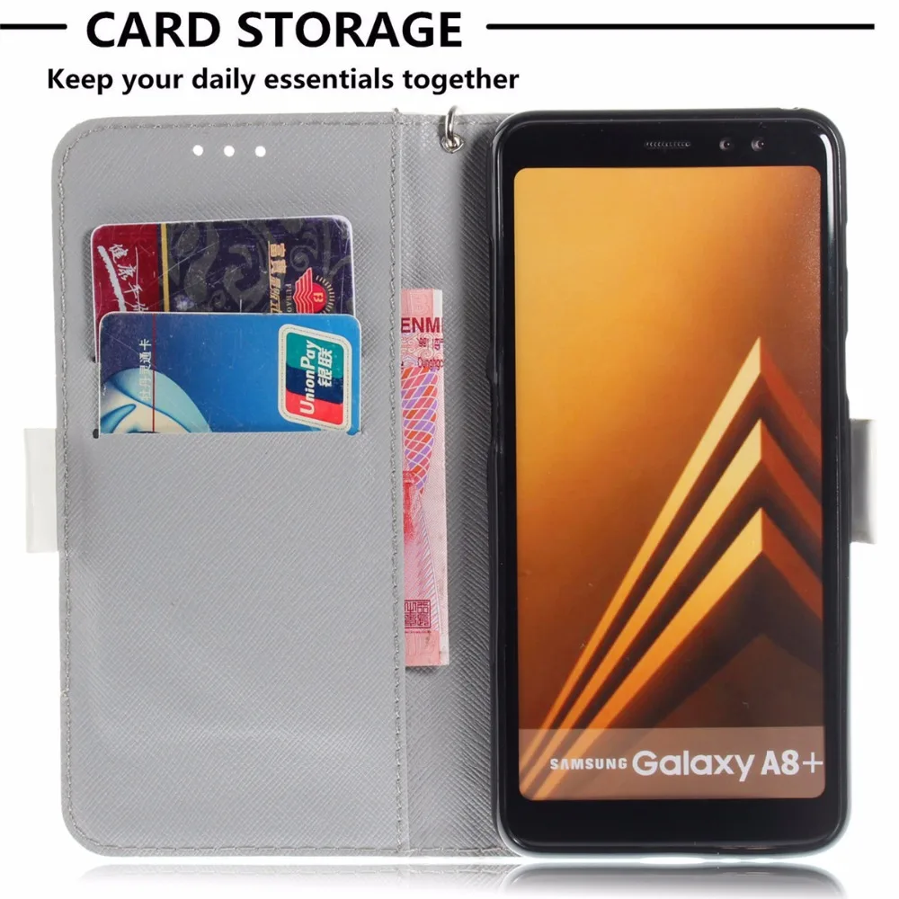 Роскошный чехол-кошелек с откидной крышкой для Samsung A5 A6 A7 A8 2018 стильные флип-Чехлы