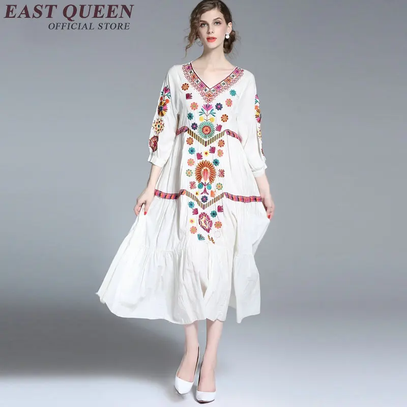 Женское богемное шикарное платье с вышивкой в стиле хиппи этническом пляжное
