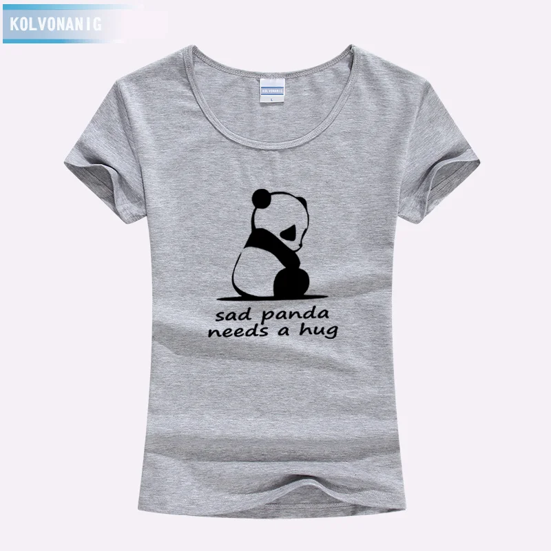 Женская футболка с коротким рукавом в уличном стиле надписью Sad Panda Need A Hug и