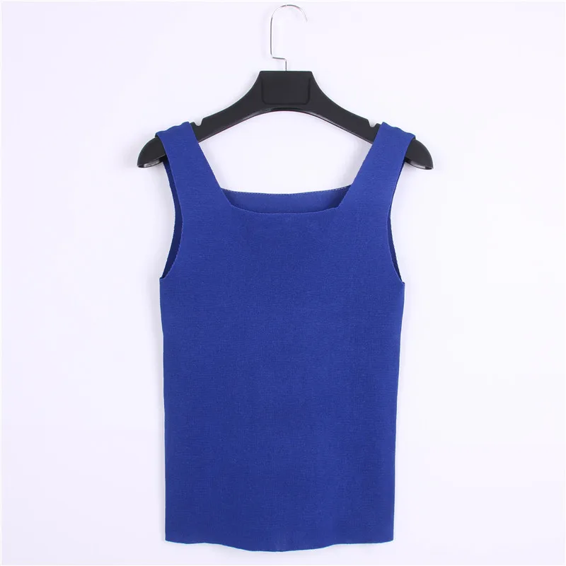 Royal Blue Женские майки, Трикотажные сексуальные топы, облегающий однотонный топ без рукавов с открытыми плечами, летние модные пуловеры с открытой спиной, женский джемпер для клуба - Цвет: Royal Blue