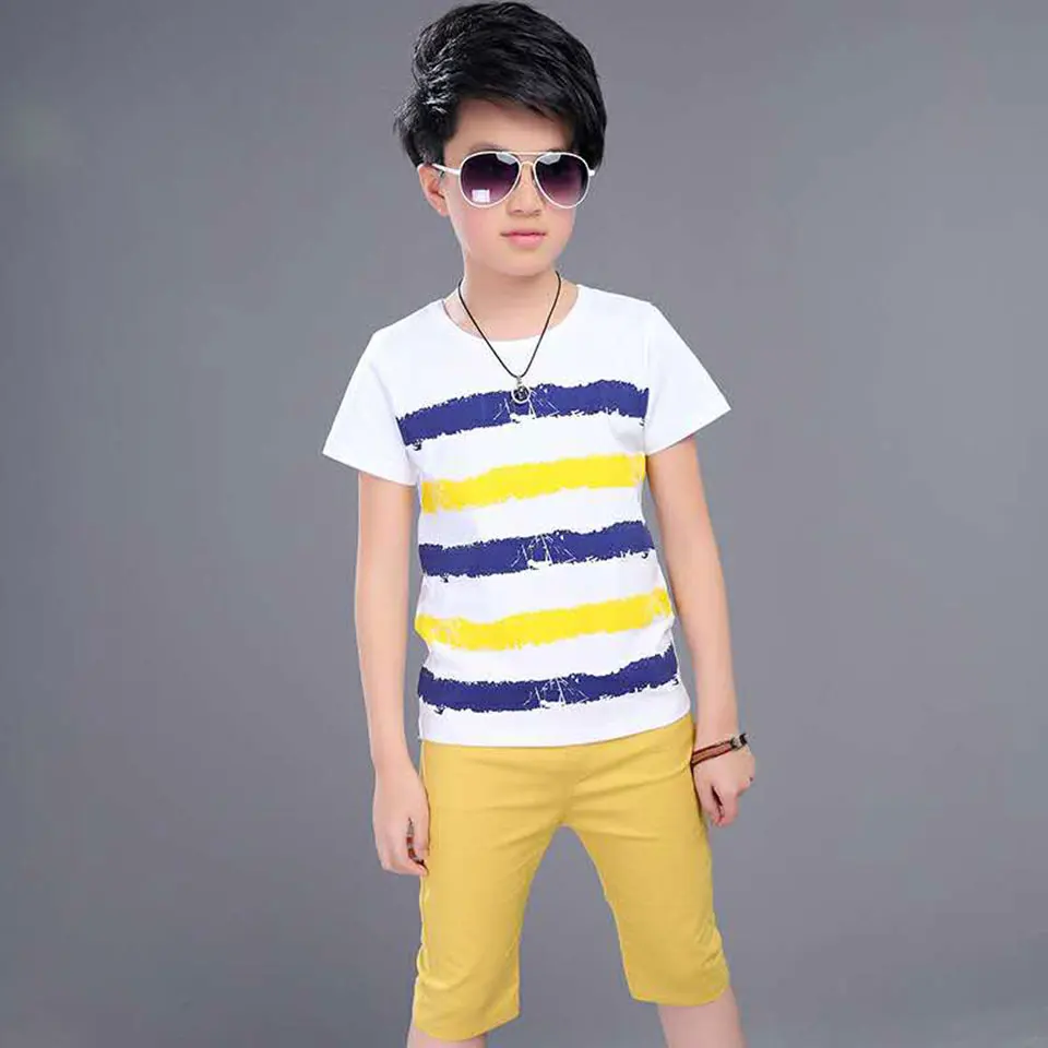 Fashion Suits Teenage Summer Boys Clothing Sets Short Sleeve T Shirt &amp Shorts Casual 3 4 5 6 7 8 9 10 12 Years Boy Clothes |