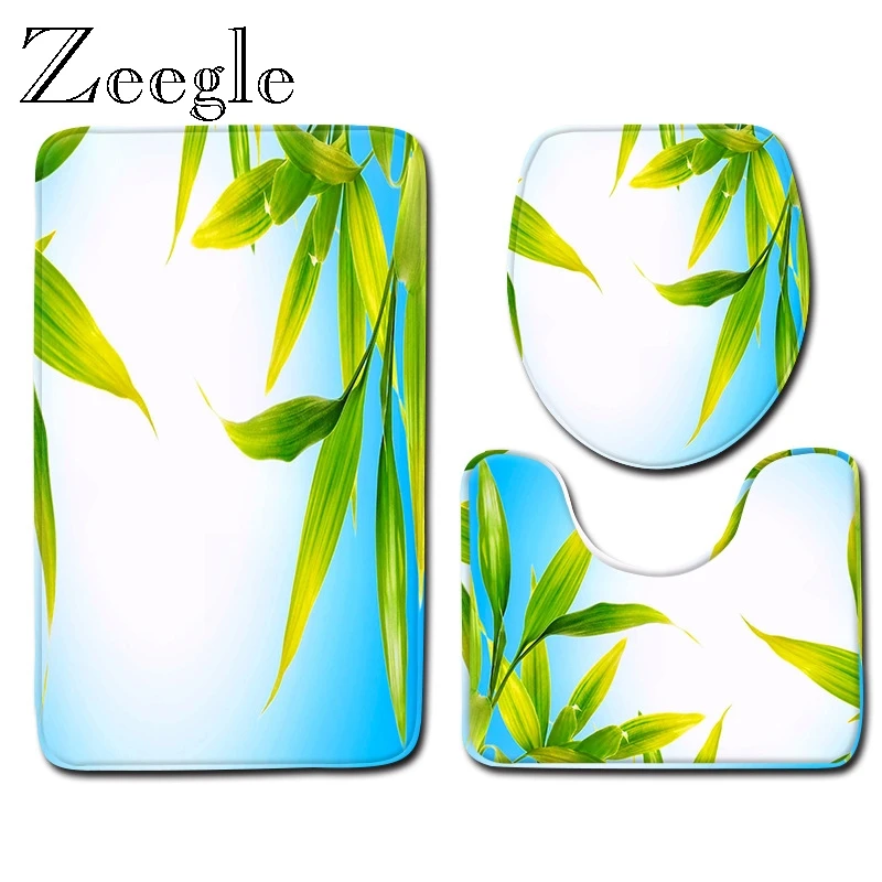 Zeegle 3 шт./компл. зеленый коврик с живописным рисунком для ванной комнаты и коврики