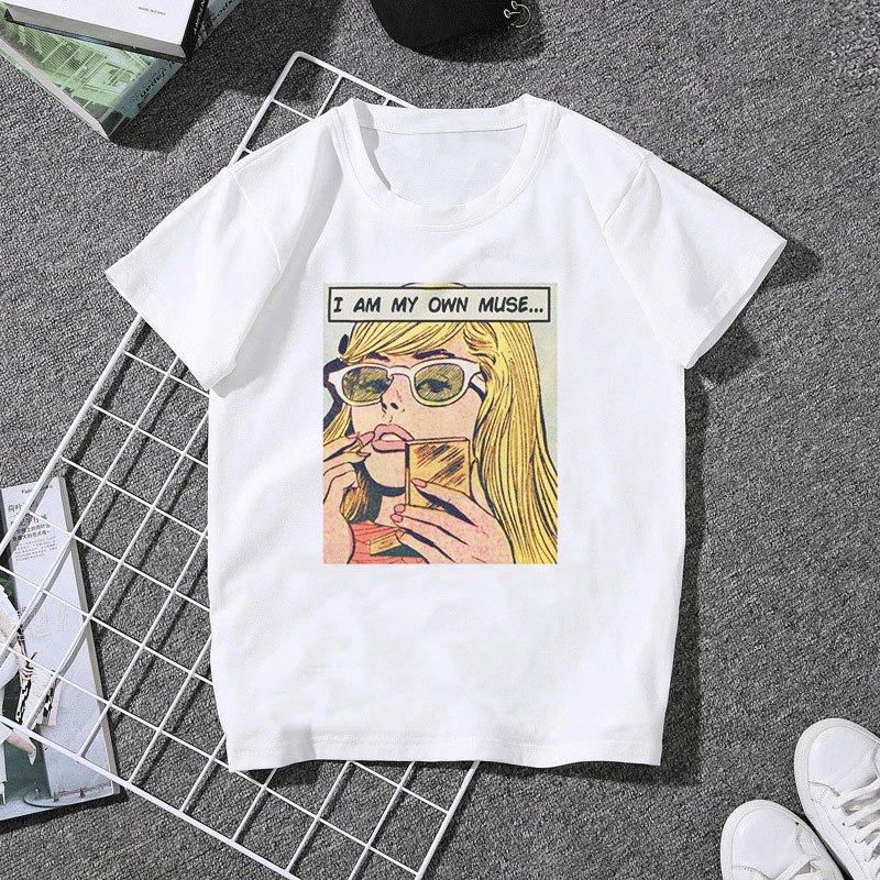 Феминистки Harajuku женские футболки феминизм grl PWR Ullzang футболка Девушка Мощность 90 s футболка с изображением гранж эстетику футболки Для женщин топы - Цвет: 2356