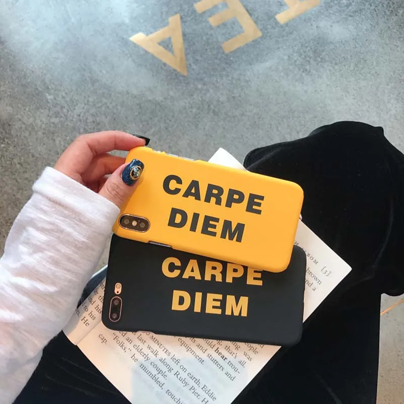 Простая английская буква CARPE DIEM версия Чехол для iPhone X XR XS Max 6 6S 7 8 Plus матовый