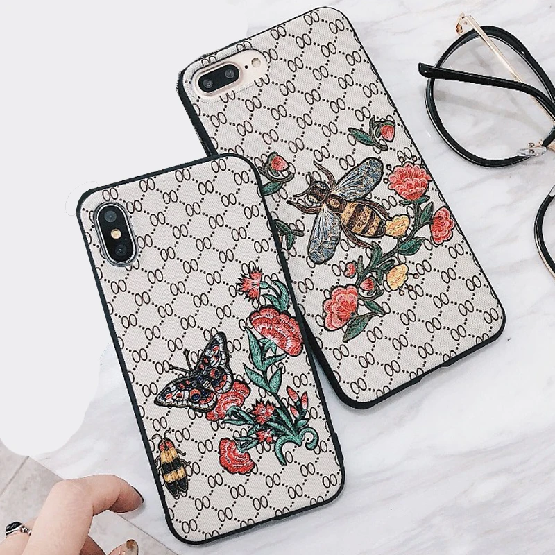 Модный матовый чехол с бабочкой и Пчелой из ТПУ высоким тиснением мягкая сетка