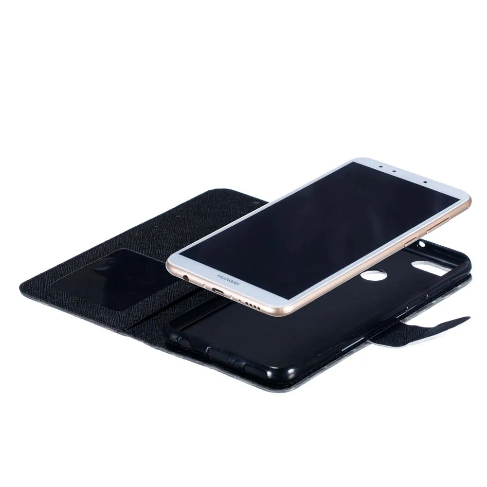 Флип-чехол для Huawei Y9 2018 FLA-LX1 FLA-LX2 чехол 3D окрашенный кожаный телефона Y 9 FLA LX1 LX2