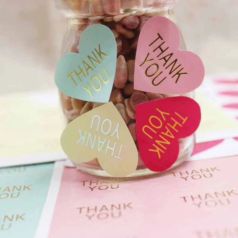 Различные цвета diy Наклейка спасибо этикетки с золотым/сиверским принтом милое