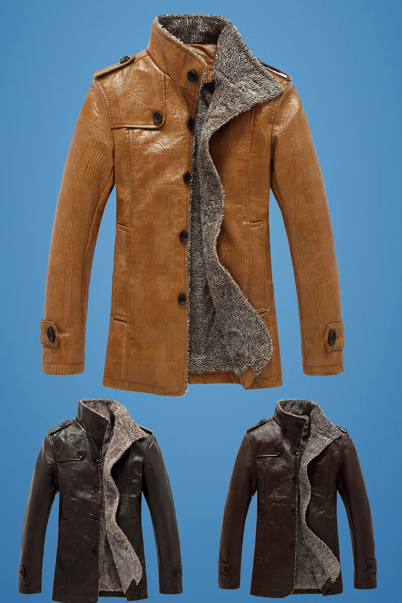 XingDeng PU leather Motorcycle Warm Jackets Men velvet Windbreaker Male top Jacket outdoors clothes Casual Long Coat plus 4XL | Мужская