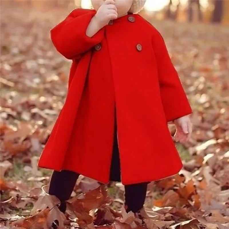 Детское зимнее теплое пальто высокого качества для девочек 4 цвета Однотонное