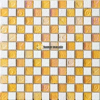 Mediterranean style yellow crystal glass mosaic tiles for living room kitchen backsplash bathroom fireplace mosaic free shipping